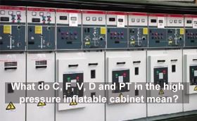 What do C, F, V, D and PT in the high pressure inflatable cabinet mean?